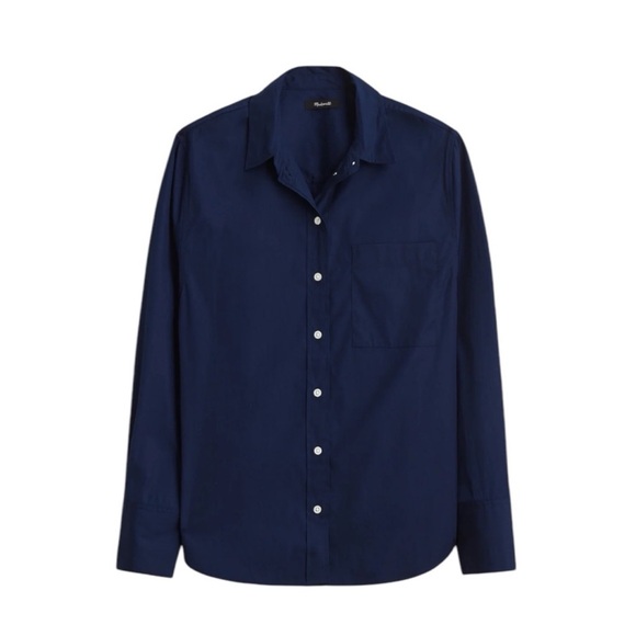 Madewell Relaxed Long-Sleeve Button-Up Shirt in Dark Cobalt - Picture 1 of 7